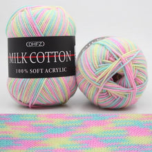 Load image into Gallery viewer, Milk Soft Muiticolor Baby Cotton Wool Yarn Double Knitting Yarn Crochet DIY Craft Knit Sweater Scarf Hat Hand Knitted Yarn