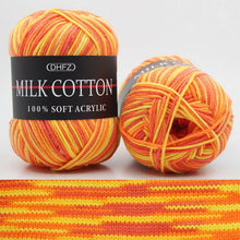 Load image into Gallery viewer, Milk Soft Muiticolor Baby Cotton Wool Yarn Double Knitting Yarn Crochet DIY Craft Knit Sweater Scarf Hat Hand Knitted Yarn