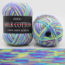 Load image into Gallery viewer, Milk Soft Muiticolor Baby Cotton Wool Yarn Double Knitting Yarn Crochet DIY Craft Knit Sweater Scarf Hat Hand Knitted Yarn