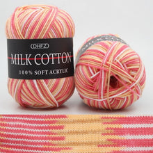 Load image into Gallery viewer, Milk Soft Muiticolor Baby Cotton Wool Yarn Double Knitting Yarn Crochet DIY Craft Knit Sweater Scarf Hat Hand Knitted Yarn