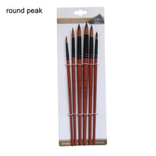 Load image into Gallery viewer, Art Model Paint Nylon Hair Acrylic Oil Watercolour Drawing Art Supplies Brown 6 Pcs Painting Craft Artist Paint Brushes Set